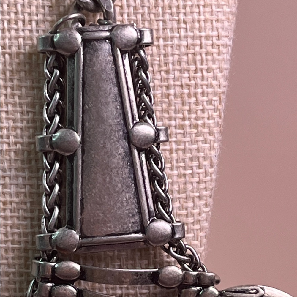 Boho Silver Toned Statement Necklace - image 4